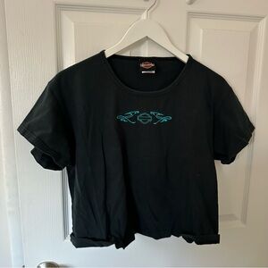 Black Cropped Harley-Davidson T-Shirt